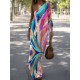 Long Sleeves Loose Asymmetric Elasticity Printed Split-side One-shoulder Maxi Dresses Long Sleeves Loose Asymmetric Elasticity Printed Split-side One-shoulder Maxi Dresses