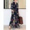 Printed Split-Joint Loose Plus Size Lapel Shirt Dress Maxi Dresses