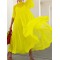 Solid Color Loose Plus Size Split-Joint Inner Dress + Mock Neck Mesh Pleated Outer Dress Two Pieces Set