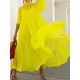 Solid Color Loose Plus Size Split-Joint Inner Dress + Mock Neck Mesh Pleated Outer Dress Two Pieces Set Solid Color Loose Plus Size Split-Joint Inner Dress + Mock Neck Mesh Pleated Outer Dress Two Pieces Set
