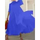 Solid Color Loose Plus Size Split-Joint Inner Dress + Mock Neck Mesh Pleated Outer Dress Two Pieces Set Solid Color Loose Plus Size Split-Joint Inner Dress + Mock Neck Mesh Pleated Outer Dress Two Pieces Set