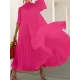 Solid Color Loose Plus Size Split-Joint Inner Dress + Mock Neck Mesh Pleated Outer Dress Two Pieces Set Solid Color Loose Plus Size Split-Joint Inner Dress + Mock Neck Mesh Pleated Outer Dress Two Pieces Set