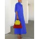 Solid Color Loose Plus Size Split-Joint Inner Dress + Mock Neck Mesh Pleated Outer Dress Two Pieces Set Solid Color Loose Plus Size Split-Joint Inner Dress + Mock Neck Mesh Pleated Outer Dress Two Pieces Set
