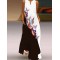 Butterfly Print A-Line Loose Round-Neck Maxi Dresses
