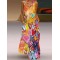 Heart Print A-line Loose Round-neck Maxi Dresses