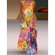 Heart Print A-line Loose Round-neck Maxi Dresses Heart Print A-line Loose Round-neck Maxi Dresses