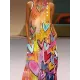 Heart Print A-line Loose Round-neck Maxi Dresses Heart Print A-line Loose Round-neck Maxi Dresses