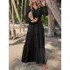 Elasticity Solid Color Split-Joint A-Line Long Sleeves V-Neck Maxi Dresses Elasticity Solid Color Split-Joint A-Line Long Sleeves V-Neck Maxi Dresses