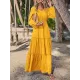 Elasticity Solid Color Split-Joint A-Line Long Sleeves V-Neck Maxi Dresses Elasticity Solid Color Split-Joint A-Line Long Sleeves V-Neck Maxi Dresses