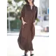 Buttoned Pockets Striped Batwing Sleeves Half Sleeves Round-Neck Maxi Dresses Beach Cover-Up Buttoned Pockets Striped Batwing Sleeves Half Sleeves Round-Neck Maxi Dresses Beach Cover-Up