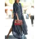 Buttoned Pockets Striped Batwing Sleeves Half Sleeves Round-Neck Maxi Dresses Beach Cover-Up Buttoned Pockets Striped Batwing Sleeves Half Sleeves Round-Neck Maxi Dresses Beach Cover-Up