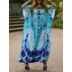 Butterfly Print Split-side Batwing Sleeves Loose V-neck Maxi Dresses Beach Cover-Up Butterfly Print Split-side Batwing Sleeves Loose V-neck Maxi Dresses Beach Cover-Up