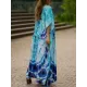 Butterfly Print Split-side Batwing Sleeves Loose V-neck Maxi Dresses Beach Cover-Up Butterfly Print Split-side Batwing Sleeves Loose V-neck Maxi Dresses Beach Cover-Up