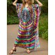 Printed Split-Side Batwing Sleeves Loose V-Neck Maxi Dresses Beach Cover-Up Printed Split-Side Batwing Sleeves Loose V-Neck Maxi Dresses Beach Cover-Up