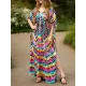 Printed Split-Side Batwing Sleeves Loose V-Neck Maxi Dresses Beach Cover-Up Printed Split-Side Batwing Sleeves Loose V-Neck Maxi Dresses Beach Cover-Up
