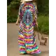 Printed Split-Side Batwing Sleeves Loose V-Neck Maxi Dresses Beach Cover-Up Printed Split-Side Batwing Sleeves Loose V-Neck Maxi Dresses Beach Cover-Up