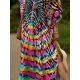 Printed Split-Side Batwing Sleeves Loose V-Neck Maxi Dresses Beach Cover-Up Printed Split-Side Batwing Sleeves Loose V-Neck Maxi Dresses Beach Cover-Up
