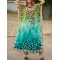 Leopard Printed Split-side Batwing Sleeves Loose V-neck Maxi Dresses Beach Cover-Up