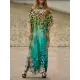 Leopard Printed Split-side Batwing Sleeves Loose V-neck Maxi Dresses Beach Cover-Up Leopard Printed Split-side Batwing Sleeves Loose V-neck Maxi Dresses Beach Cover-Up