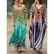 Leopard Printed Split-side Batwing Sleeves Loose V-neck Maxi Dresses Beach Cover-Up Leopard Printed Split-side Batwing Sleeves Loose V-neck Maxi Dresses Beach Cover-Up