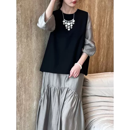 Elasticity Pleated Solid Color Split-Joint Zipper High Waisted Long Sleeves V-Neck Midi Dresses Elasticity Pleated Solid Color Split-Joint Zipper High Waisted Long Sleeves V-Neck Midi Dresses