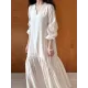 Elasticity Pleated Solid Color Split-Joint Zipper High Waisted Long Sleeves V-Neck Midi Dresses Elasticity Pleated Solid Color Split-Joint Zipper High Waisted Long Sleeves V-Neck Midi Dresses