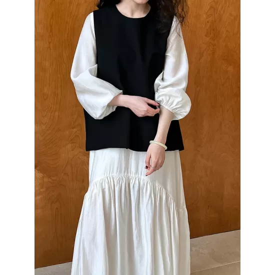 Elasticity Pleated Solid Color Split-Joint Zipper High Waisted Long Sleeves V-Neck Midi Dresses Elasticity Pleated Solid Color Split-Joint Zipper High Waisted Long Sleeves V-Neck Midi Dresses