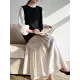 Elasticity Pleated Solid Color Split-Joint Zipper High Waisted Long Sleeves V-Neck Midi Dresses Elasticity Pleated Solid Color Split-Joint Zipper High Waisted Long Sleeves V-Neck Midi Dresses