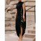 Loose Sleeveless Solid Color Split-Side Shawl Collar Long Skirts Maxi Dresses