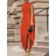 Loose Sleeveless Solid Color Split-Side Shawl Collar Long Skirts Maxi Dresses Loose Sleeveless Solid Color Split-Side Shawl Collar Long Skirts Maxi Dresses