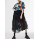 Buttoned Hollow Mesh Printed Split-Joint A-Line Loose Lapel Midi Dresses Buttoned Hollow Mesh Printed Split-Joint A-Line Loose Lapel Midi Dresses