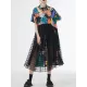 Buttoned Hollow Mesh Printed Split-Joint A-Line Loose Lapel Midi Dresses Buttoned Hollow Mesh Printed Split-Joint A-Line Loose Lapel Midi Dresses