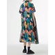 Buttoned Hollow Mesh Printed Split-Joint A-Line Loose Lapel Midi Dresses Buttoned Hollow Mesh Printed Split-Joint A-Line Loose Lapel Midi Dresses