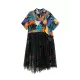 Buttoned Hollow Mesh Printed Split-Joint A-Line Loose Lapel Midi Dresses Buttoned Hollow Mesh Printed Split-Joint A-Line Loose Lapel Midi Dresses