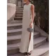 Loose Sleeveless Solid Color Split-Side Round-Neck Maxi Dresses Loose Sleeveless Solid Color Split-Side Round-Neck Maxi Dresses