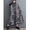 Buttoned Contrast Color Printed A-Line Long Sleeves Lapel Shirt Dress Midi Dresses