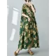 Flower Print Pleated Pockets Half Sleeves Loose Round-neck Midi Dresses Flower Print Pleated Pockets Half Sleeves Loose Round-neck Midi Dresses
