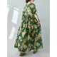 Flower Print Pleated Pockets Half Sleeves Loose Round-neck Midi Dresses Flower Print Pleated Pockets Half Sleeves Loose Round-neck Midi Dresses