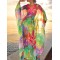 Batwing Sleeves Loose Printed See-Through Split-Joint V-Neck Cover-Ups Maxi Dresses