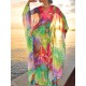 Batwing Sleeves Loose Printed See-Through Split-Joint V-Neck Cover-Ups Maxi Dresses Batwing Sleeves Loose Printed See-Through Split-Joint V-Neck Cover-Ups Maxi Dresses