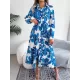 Printed Split-Joint Tied Waist Long Sleeves Loose Lapel Shirt Dress Printed Split-Joint Tied Waist Long Sleeves Loose Lapel Shirt Dress