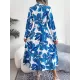 Printed Split-Joint Tied Waist Long Sleeves Loose Lapel Shirt Dress Printed Split-Joint Tied Waist Long Sleeves Loose Lapel Shirt Dress