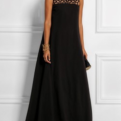 Loose Sleeveless Hollow Solid Color Split-Joint Round-Neck Maxi Dresses