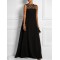 Loose Sleeveless Hollow Solid Color Split-Joint Round-Neck Maxi Dresses