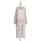 Solid Color Split-Joint High Waisted Long Sleeves Elasticity Mesh Ruffled V-Neck Inner Dress +Outer Maxi Dresses Two Pieces Set Solid Color Split-Joint High Waisted Long Sleeves Elasticity Mesh Ruffled V-Neck Inner Dress +Outer Maxi Dresses Two Pieces Set