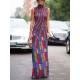Skinny Sleeveless Contrast Color Plaid Printed High Neck Maxi Dresses Skinny Sleeveless Contrast Color Plaid Printed High Neck Maxi Dresses