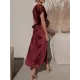 Solid Color Split-Joint Tied Waist Loose Short Sleeves Round-neck Midi Dresses Solid Color Split-Joint Tied Waist Loose Short Sleeves Round-neck Midi Dresses