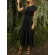 Solid Color Split-Joint Tied Waist Loose Short Sleeves Round-neck Midi Dresses Solid Color Split-Joint Tied Waist Loose Short Sleeves Round-neck Midi Dresses