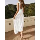 Backless Elasticity Lace-Up Pleated Solid Color Split-Joint Loose Sleeveless Square-Neck Maxi Dresses Backless Elasticity Lace-Up Pleated Solid Color Split-Joint Loose Sleeveless Square-Neck Maxi Dresses