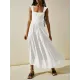 Backless Elasticity Lace-Up Pleated Solid Color Split-Joint Loose Sleeveless Square-Neck Maxi Dresses Backless Elasticity Lace-Up Pleated Solid Color Split-Joint Loose Sleeveless Square-Neck Maxi Dresses